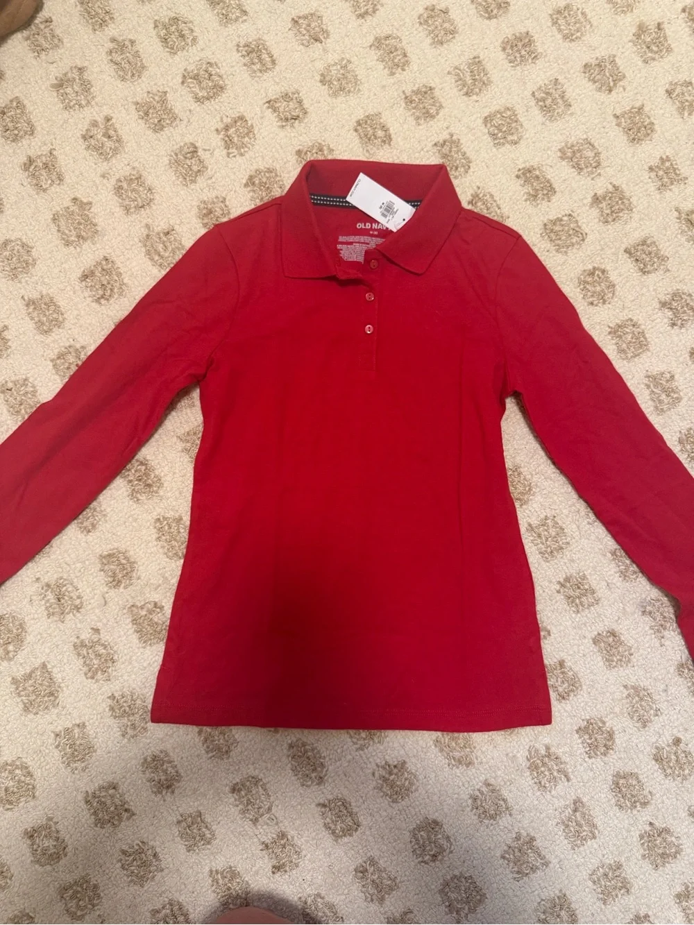Old Navy Red Long-Sleeve Polo Top